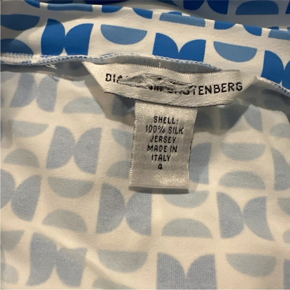 LOT 2 DVF Diane Von Furstenberg Silk Jersey Faux Wrap Blue Dresses 4 XS - Picture 8 of 9